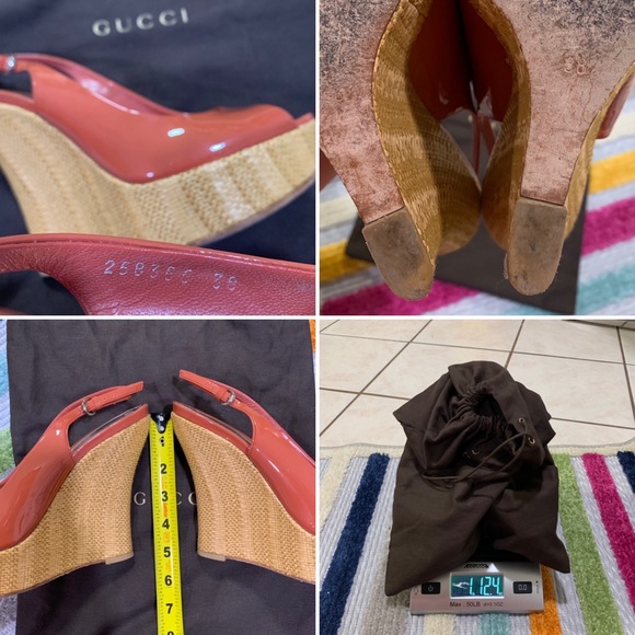 GUCCI Coral Vitello Vernice Soft Starfish Patent Leather Platform Wedges 258355 - Picture 15 of 16